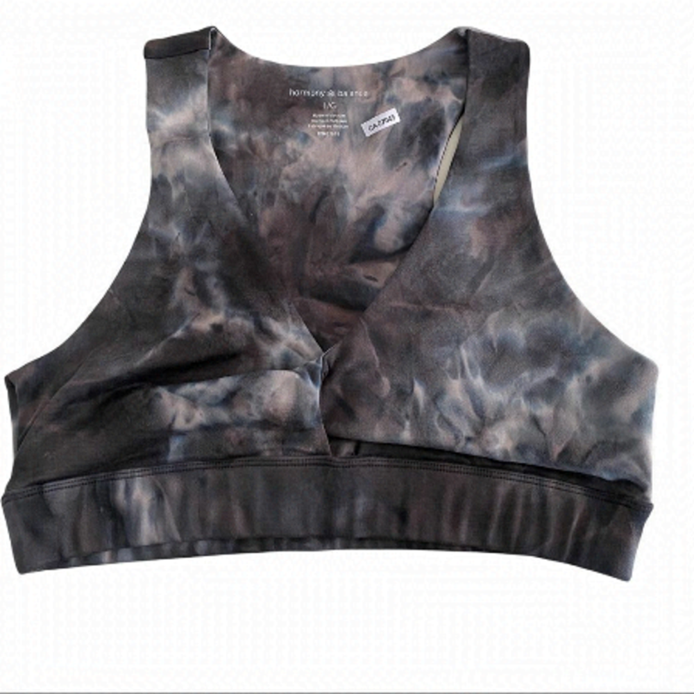 NWT Harmony Balance smoke Tie Dye Sports Bra size Large